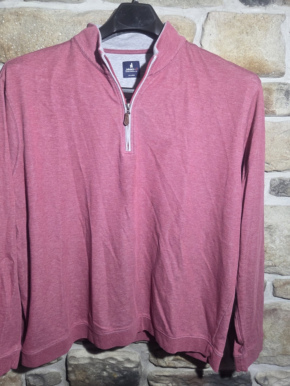 johnnie-O 1/4 Zip Pullover Men's XXL Heathered Rose Red Long Sleeve Sweatshirt